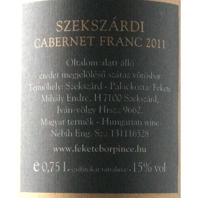 Fekete Borpince Cabernet Franc válogatás 2021 (V)