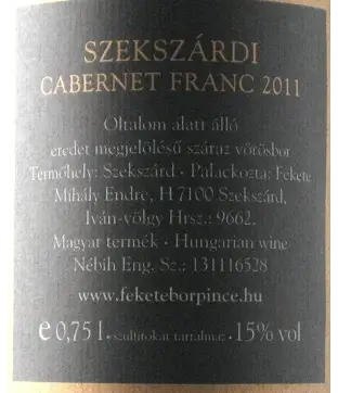 Fekete Borpince Cabernet Franc válogatás 2021 (V)